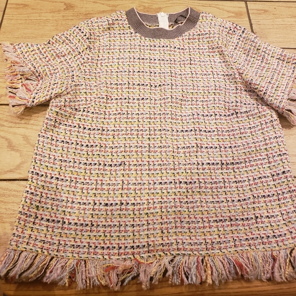 Zara Frayed Tweed Top - Picture 4 of 6